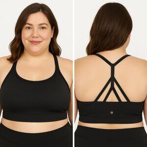 Livi Active Lane Bryant Sports 14 Black Sports Bra Cooling No Wire Strappy